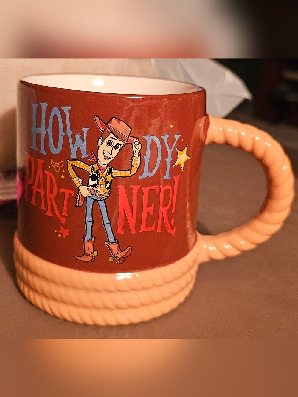 Toy Story Woody Ceramic Mug in Brown and Tan